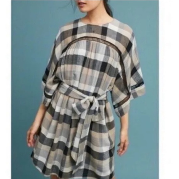 Anthropologie Maeve Plaid Kimono Tunic Dress | Med - Picture 3 of 6